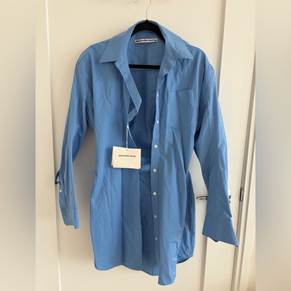 NWT Alexander Wang Long Sleeve Tailored Shirt Dress with Detached Collar  Size 2